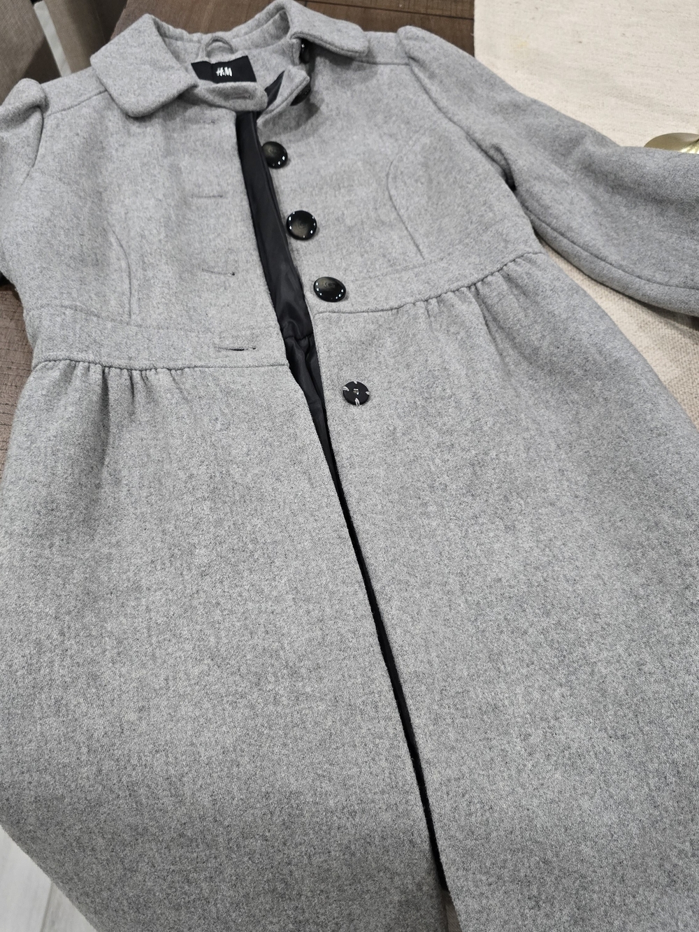 H&M Women's Gray Wool-Blend Peacoat